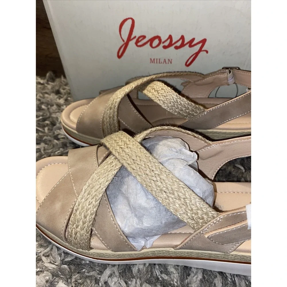 NIB Jeossy Women's Espadrille Wedge Sandals, sz‎ 10